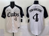 Cheap Men's Chicago Cubs #4 Pete Crow-Armstrong White Black 'Gothic North Side Edition' Vapor Premier Limited Stitched Baseball Jersey