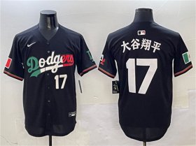 Cheap Men\'s Los Angeles Dodgers #17 Shohei Ohtani Black Mexico Flag Limited Stitched Baseball Jersey