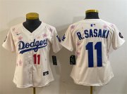 Cheap Women's Los Angeles Dodgers #11 Roki Sasaki Cream 2025 Tokyo Series Limited Stitched Baseball Jersey(Run Small)