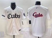 Men's Chicago Cubs Team Big Logo White 'Gothic North Side Edition' Vapor Premier Limited Stitched Baseball Jersey Cheap