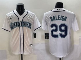 Men\'s Seattle Mariners #29 Cal Raleigh White Cool Base Stitched Baseball Jersey