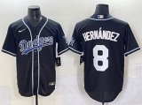 Cheap Men's Los Angeles Dodgers #8 Enrique Hernandez Black Fashion Stitched Baseball Jersey