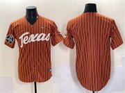 Cheap Men's Texas Longhorns Blank Orange Pinstripe 2025 World Series & SEC Patch Stitched Jersey