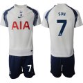 Cheap Men's Tottenham Hotspur #7 Son Heung-min 2025-26 White Home Soccer Jersey Suit