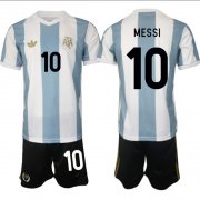 Men's Argentina #10 Lionel Messi White Blue 2024-25 50th Anniversary Home Soccer Jersey Suit Cheap