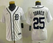 Cheap Youth Detroit Tigers #25 Gleyber Torres White Cool Base Stitched Jersey