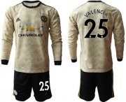Wholesale Cheap Manchester United #25 Valencia Away Long Sleeves Soccer Club Jersey