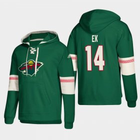 Wholesale Cheap Minnesota Wild #14 Joel Eriksson Ek Green adidas Lace-Up Pullover Hoodie