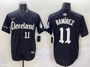 Men's Cleveland Guardians #11 Jose Ramirez Black Gothic Vapor Premier Limited Stitched Baseball Jersey