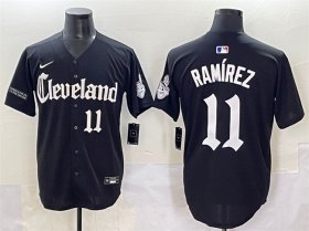 Men\'s Cleveland Guardians #11 Jose Ramirez Black Gothic Vapor Premier Limited Stitched Baseball Jersey
