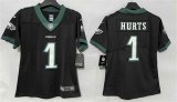 Women's Philadelphia Eagles #1 Jalen Hurts Black New Vapor Untouchable Limited Football Stitched Jersey(Run Small) Cheap Wholesale