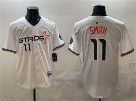Cheap Men\'s Houston Astros #11 Cam Smith White 2025 City Connect Limited Stitched Baseball Jersey