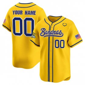 Men\'s Savannah Bananas Active Player Custom Yellow Vapor Limited Stitched Baseball Jersey Cheap