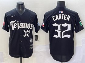 Men\'s Texas Rangers #32 Evan Carter Black Mexico 2025 Vapor Premier Limited Stitched Baseball Jersey Cheap