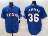 Cheap Men's Texas Rangers #36 Wyatt Langford Royal Cool Base Limited Stitched Baseball Jersey