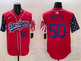 Cheap Men\'s Los Angeles Dodgers #50 Mookie Betts Red Limited Stitched Baseball Jersey