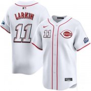 Cheap Men's Cincinnati Reds #11 Barry Larkin White 2025 Speedway Classic Home Limited Stitched Baseball Jersey