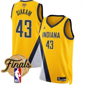 Men\'s Indiana Pacers #43 Pascal Siakam Yellow 2025 Finals Statement Edition Stitched Basketball Jersey Cheap