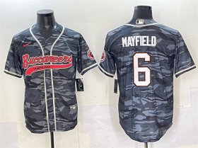 Men\'s Tampa Bay Buccaneers #6 Baker Mayfield Grey Camo Cool Base Stitched Baseball Jersey