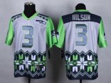 Wholesale Cheap Nike Seahawks #3 Russell Wilson Grey Men's Stitched NFL Elite Noble Fashion Jersey