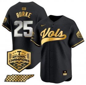Men\'s Tennessee Volunteers #25 Blake Burke Black Gold 2024 Champions Vapor Limited Stitched Jersey