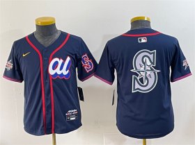 Cheap Women\'s American League Seattle Mariners Team Big Logo Navy 2025 All-Star Edition Limited Stitched Baseball Jersey(Run Small)