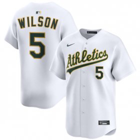 Men\'s Oakland Athletics #5 Jacob Wilson White 2024 Home Limited Stitched Jersey