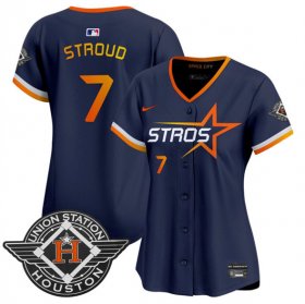 Women\'s Houston Astros #7 C.J. Stroud Navy 2025 City Connect Limited Stitched Baseball Jersey(Run Small) Cheap