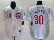 Cheap Men's Chicago Cubs #30 Kyle Tucker White Pinstripe 2nd Alternate Limited Stitched Baseball Jersey