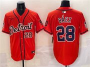 Men's Detroit Tigers #28 Javier Baez Orange With Patch Vapor Premier Limited Stitched Baseball Jersey Cheap Wholesale