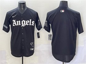 Men\'s Los Angeles Angels Blank Black \'Gothic Halo Edition\' Vapor Limited Stitched Baseball Jersey