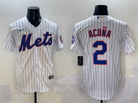 Cheap Men\'s New York Mets #2 Luisangel Acuna White Cool Base Stitched Baseball Jersey