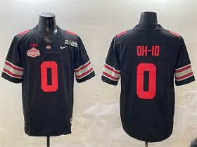 Cheap Men\'s Ohio State Buckeyes #0 OH-IO Black 2025 CFP Final With National Champions Patch F.U.S.E. Vapor Limited Stitched Football Jersey