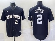 Men's New York Yankees #2 Derek Jeter Black Limited Stitched Baseball Jersey Cheap Wholesale