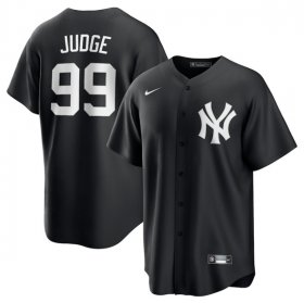 Men\'s New York Yankees #99 Aaron Judge Black Lights Out Limited Stitched Baseball Jersey
