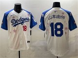 Men's Los Angeles Dodgers #18 Yoshinobu Yamamoto White Royal 2025 Tokyo Series Limited Stitched Baseball Jersey Cheap