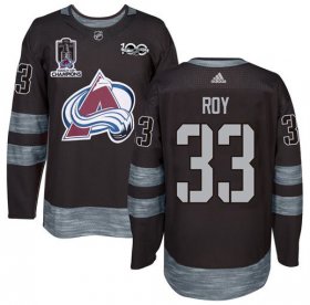 Wholesale Cheap Colorado Avalanche #33 Patrick Roy Black 1917-2017 Black Stanley Cup Champions Patch 100th Anniversary Stitched NHL Jersey