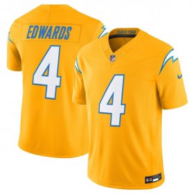 Cheap Men\'s Los Angeles Chargers #4 Taylor Heinicke Gold 2025 F.U.S.E. Alternate Vapor Limited Football Stitched Jersey