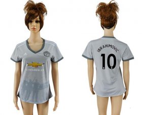 Wholesale Cheap Women\'s Manchester United #10 Ibrahimovic Sec Away Soccer Club Jersey
