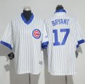 Wholesale Cheap Cubs #17 Kris Bryant White(Blue Strip) Cooperstown Stitched Youth MLB Jersey