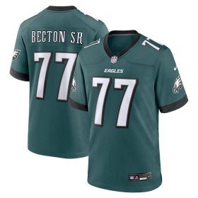 Men\'s Philadelphia Eagles #77 Mekhi Becton Sr. Midnight Green Nike Game Jersey