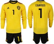 Wholesale Cheap Belgium #1 Courtois Away Long Sleeves Soccer Country Jersey