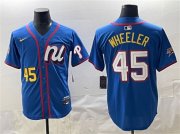 Cheap Men's National League #45 Zack Wheeler Blue 2025 All-Star Edition Limited Stitched Baseball Jersey
