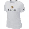 Wholesale Cheap Women's Nike New Orleans Saints Authentic Logo T-Shirt White