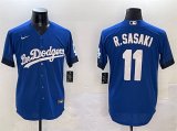 Men's Los Angeles Dodgers #11 Roki Sasaki Royal City Connect Cool Base Stitched Baseball Jersey Cheap