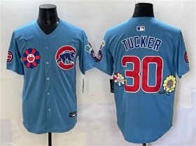Men\'s Chicago Cubs #30 Kyle Tucker Blue 2025 Tokyo Series 2nd Alternate Limited Stitched Baseball Jersey