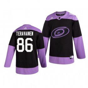 Wholesale Cheap Carolina Hurricanes #86 Teuvo Teravainen Adidas Men\'s Hockey Fights Cancer Practice NHL Jersey Black