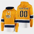 Wholesale Cheap Men's Nashville Predators Active Player Custom Gold Ageless Must-Have Lace-Up Pullover Hoodie