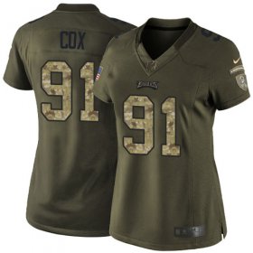Wholesale Cheap Nike Eagles #91 Fletcher Cox Green Women\'s Stitched NFL Limited 2015 Salute to Service Jersey