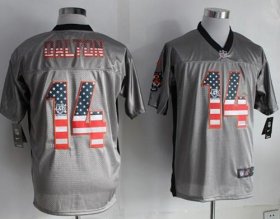 Wholesale Cheap Nike Bengals #14 Andy Dalton Grey Men\'s Stitched NFL Elite USA Flag Fashion Jersey
